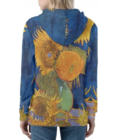 JooMeryer Unisex Womens Funny 3D Printed Long Sleeve Full Zip Hoodie Hooded Sweatshirts XS-5XL Van Gogh Five Sunflowers in a ...