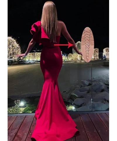 Women's Mermaid One Shoulder Ruffles Long Prom Dress Evening Gown Grape $37.40 Dresses