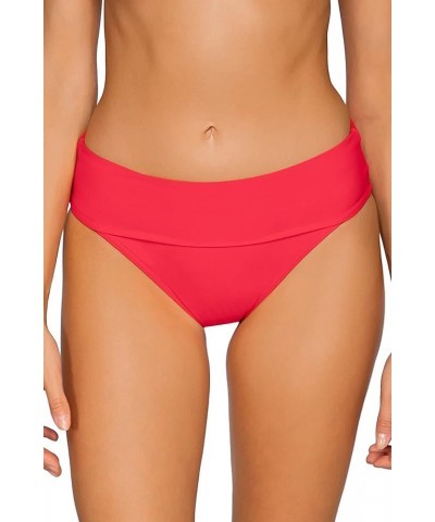 Women's Standard Hannah Foldover High Waist Swimsuit Bikini Bottom Geranium $29.25 Swimsuits