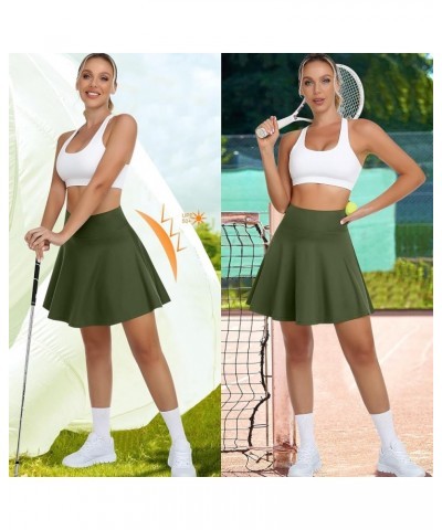 20" Knee Length Skorts Skirts for Women with Pockets High Waisted Pleated Tennis Skirts Golf Skort Long Running Casual Army G...