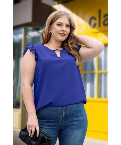 Womens V Neck Chiffon Sleeveless Blouses Summer Tops Lace Business Casual Solid Top Pleated Shirts for Work Office 1-blue $10...