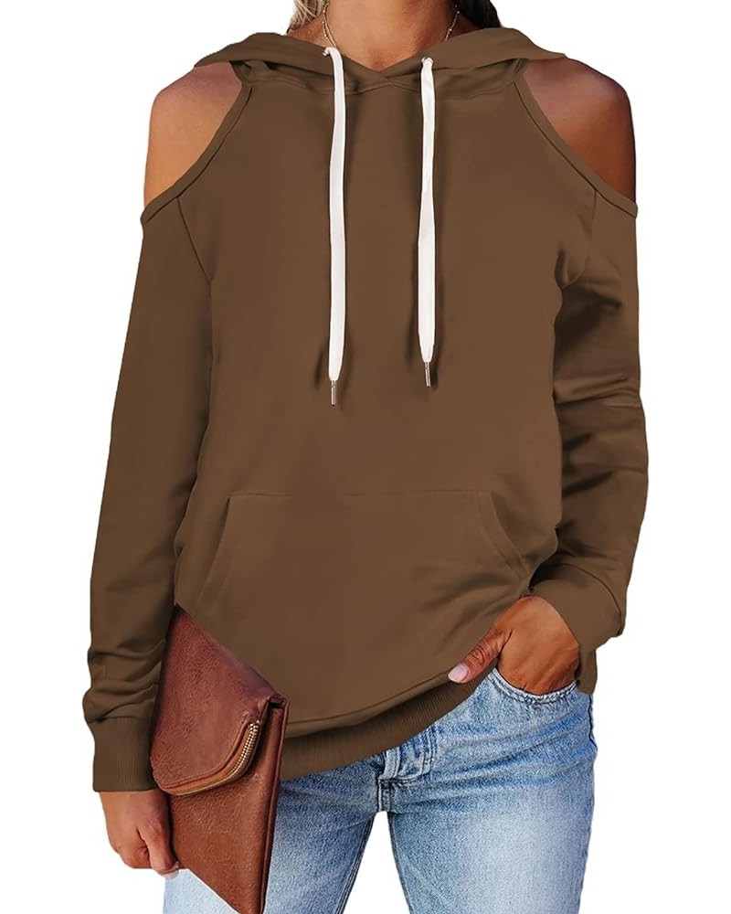 Women's Casual Long Sleeve Drawstring Hoodie Sweatshirts Pullover with Pockets 02-coffee $23.00 Hoodies & Sweatshirts