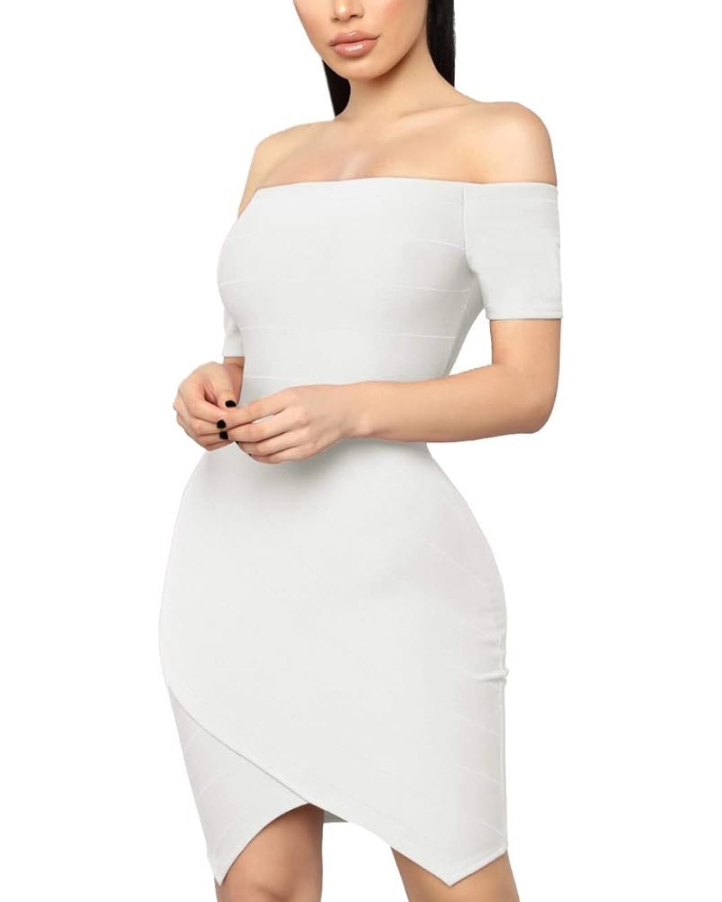 Women's Retro Charm Off Shoulder Stretch Fit Dress for Party Drbd60357-white $31.95 Dresses