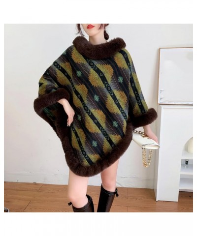 Women's Winter Fleece Poncho Cloak Thick Warm O Neck Faux Fur Pullover Shawl Coat Thermal Sweater Cape 1 $47.74 Coats