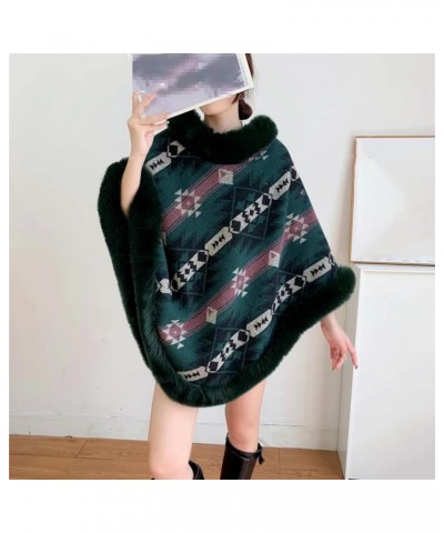 Women's Winter Fleece Poncho Cloak Thick Warm O Neck Faux Fur Pullover Shawl Coat Thermal Sweater Cape 1 $47.74 Coats