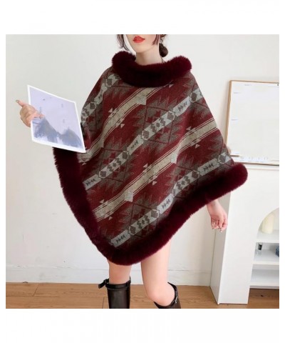 Women's Winter Fleece Poncho Cloak Thick Warm O Neck Faux Fur Pullover Shawl Coat Thermal Sweater Cape 1 $47.74 Coats