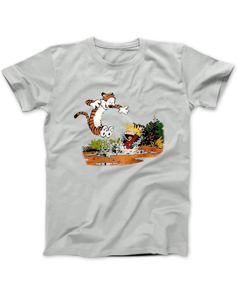 Calvin & Hobbes Puddle Splashing Short-Sleeve T-Shirt Silver $17.49 T-Shirts