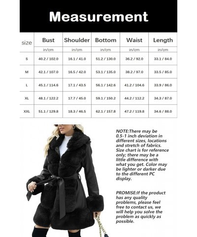 Women's Wool Pea Coat Faux Fur Jacket Winter Warm Parka Overcoat with Belt Black Leather Mid Length $40.00 Coats