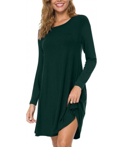 Women's Long Sleeve T Shirt Dresses Casual Swing Dress Long Sleeve Green $10.50 Dresses