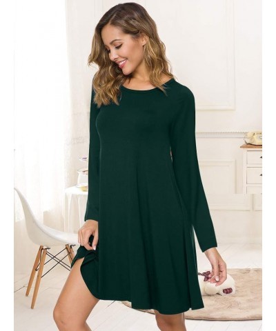 Women's Long Sleeve T Shirt Dresses Casual Swing Dress Long Sleeve Green $10.50 Dresses