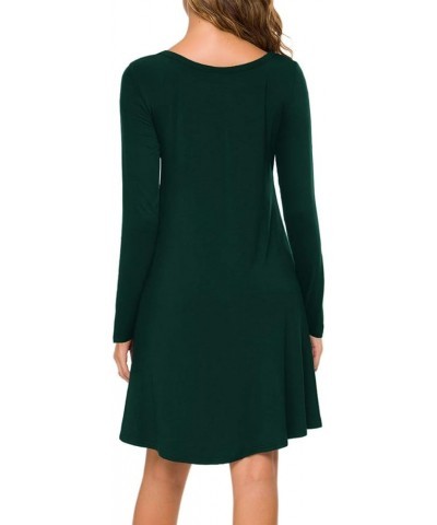 Women's Long Sleeve T Shirt Dresses Casual Swing Dress Long Sleeve Green $10.50 Dresses