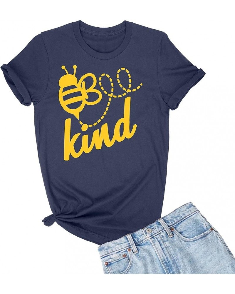 Adult Bee Kind T-Shirt Navy Blue $10.91 T-Shirts