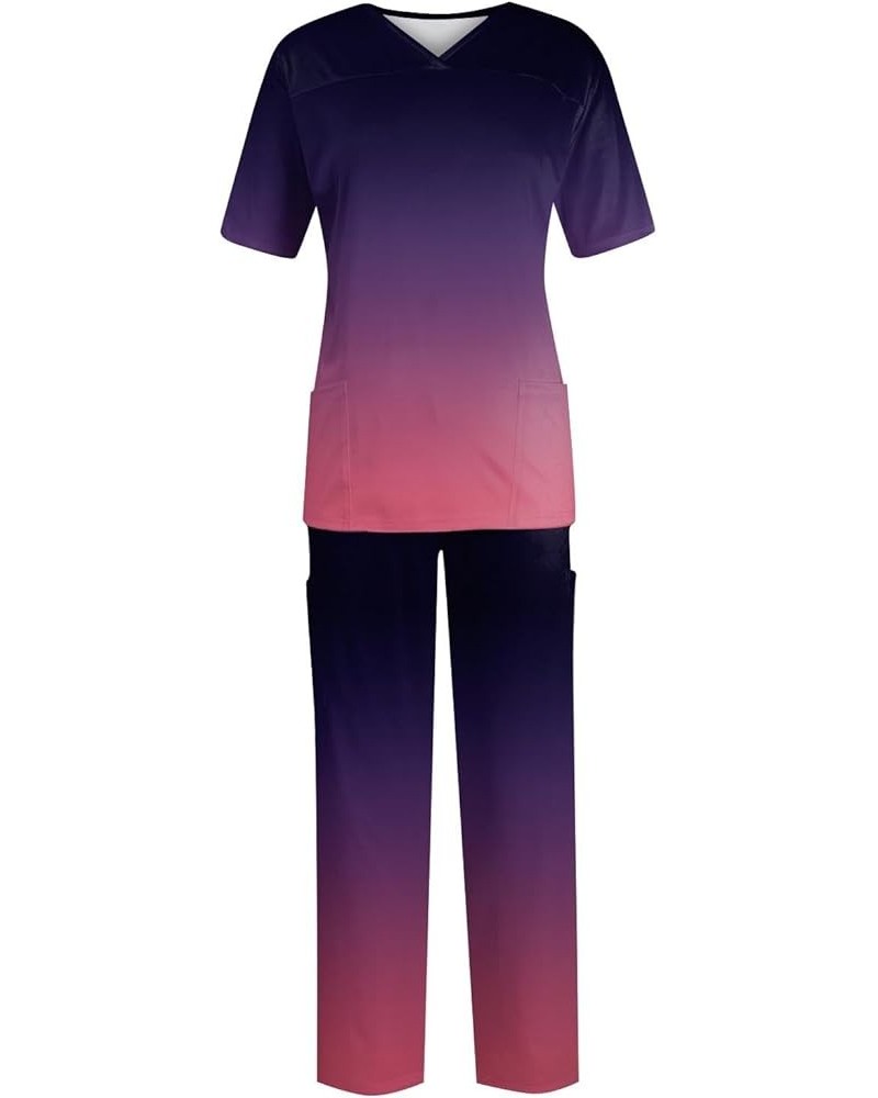 Women's Outfits V-Neck Tops+Pants Working Set Suit Loose Casual Short Sleeve T Shirts Top And Long Pants, S-5XL Dark Purple $...