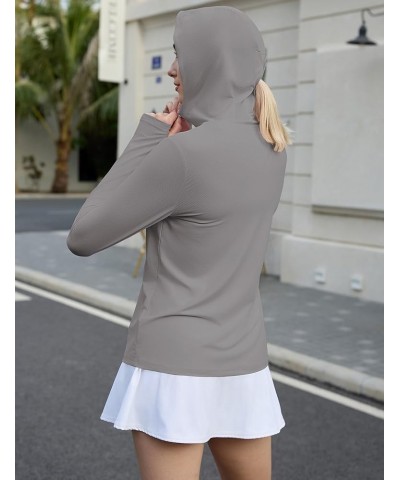 Women Sun Protection UPF 50+ Jackets Zip Up Long Sleeve Hoodie Hiking Lightweight with Pockets Light Gray $19.97 Jackets