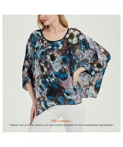 Women's Bohemian Style Summer Beach Lagenlook Top Kimono Loose Waterfall Chiffon Kaftan Poncho Shirt N-tie $10.99 Swimsuits