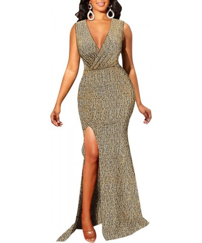 Formal Long Sleeve Dress for Women Sequin Bodycon Ruched Sparkly Dresses 0o Gold $13.49 Dresses