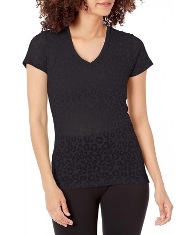 Women's Juniors Burnout V Neck Shirt Black $9.76 T-Shirts