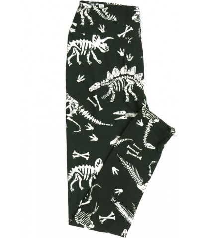 One Size OS Dinosaurs Triceratops Stegosaurus Bones Green White Leggings fits Adult Women Sizes 2-10 4474-A5 $19.32 Leggings