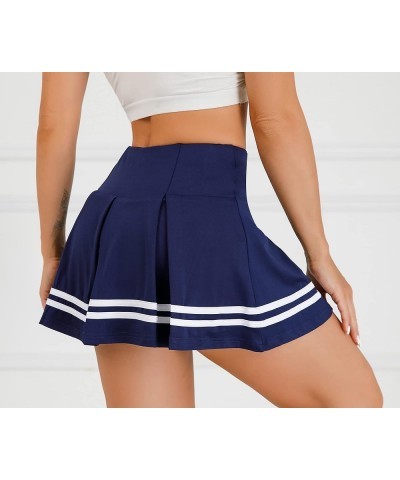 Women's Active Skort Athletic Stretchy Pleated Tennis Skirt for Running Golf Workout Navy-stripe $12.00 Skorts