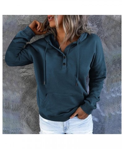 Hoodies For Women,2023 Casual Long Sleeve Drawstring Sweatshirt Lightweight Button Down Loose Fit Pullover D-navy $9.15 Activ...