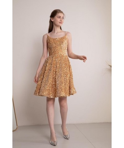 Sequin Homecoming Dresses for Teens Short Prom Dresses 2024 Sparkly Cocktail Party Gown Burnt Orange $25.20 Dresses