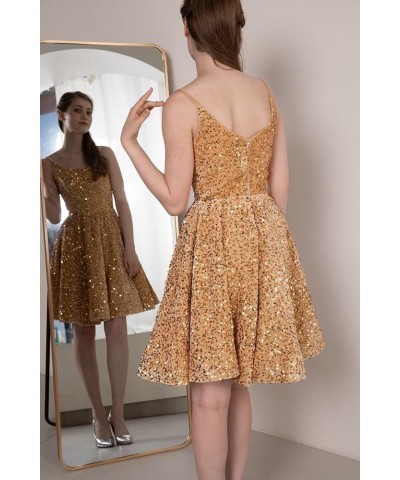 Sequin Homecoming Dresses for Teens Short Prom Dresses 2024 Sparkly Cocktail Party Gown Burnt Orange $25.20 Dresses