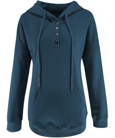 Hoodies For Women,2023 Casual Long Sleeve Drawstring Sweatshirt Lightweight Button Down Loose Fit Pullover D-navy $9.15 Activ...