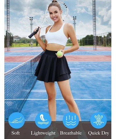 Womens Pleated Tennis Skirt High Waisted Golf Skirts Quick Dry Athletic Skort 2.5 inch with Pockets Z_style_black $10.39 Skirts