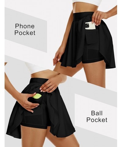 Womens Pleated Tennis Skirt High Waisted Golf Skirts Quick Dry Athletic Skort 2.5 inch with Pockets Z_style_black $10.39 Skirts