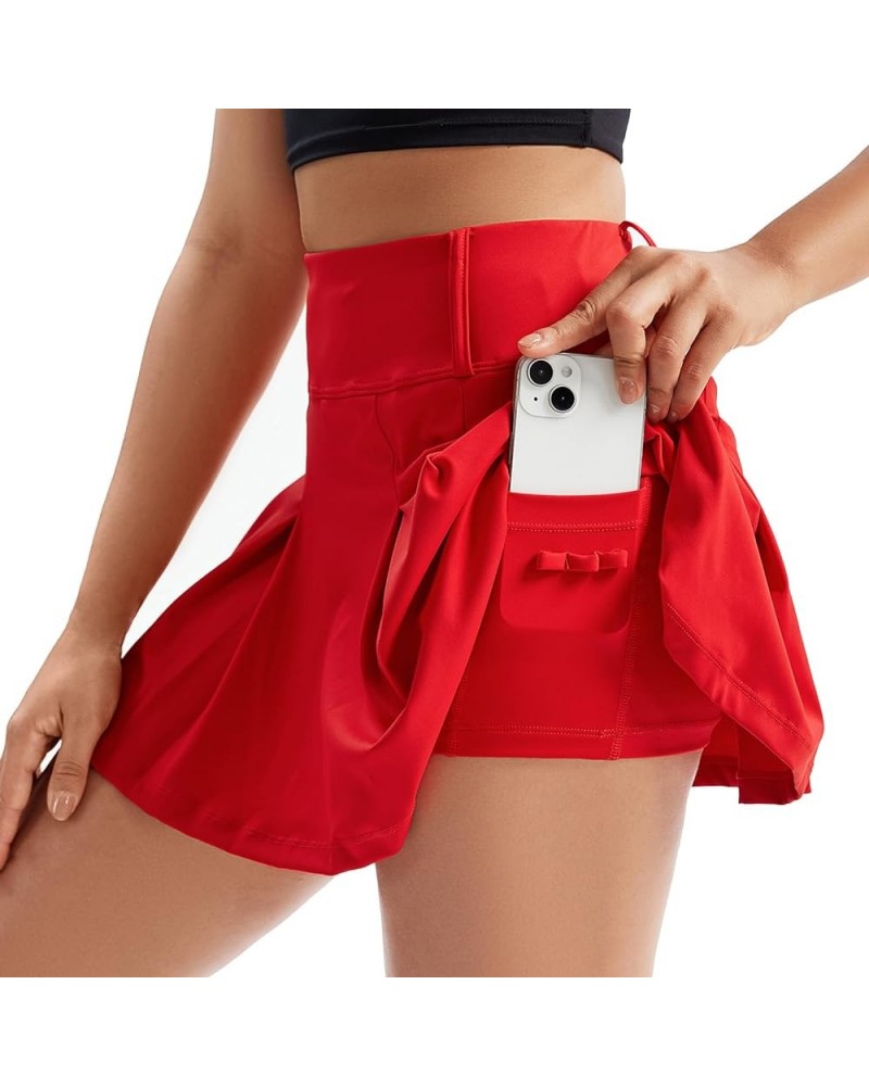 Womens Mini Pleated Tennis Skirt Athletic Golf Skirts with Pockets Flowy Workout Short Skort Cute Clothes Summer Red $12.00 S...