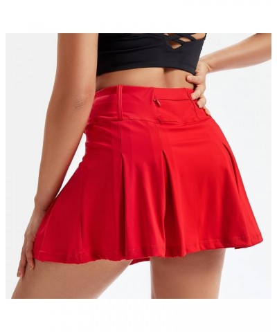 Womens Mini Pleated Tennis Skirt Athletic Golf Skirts with Pockets Flowy Workout Short Skort Cute Clothes Summer Red $12.00 S...