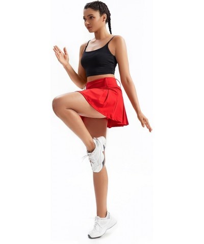 Womens Mini Pleated Tennis Skirt Athletic Golf Skirts with Pockets Flowy Workout Short Skort Cute Clothes Summer Red $12.00 S...