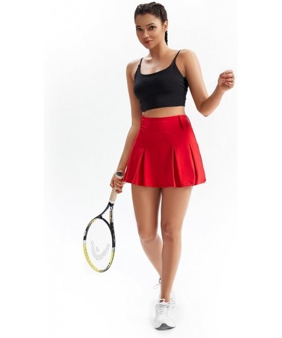 Womens Mini Pleated Tennis Skirt Athletic Golf Skirts with Pockets Flowy Workout Short Skort Cute Clothes Summer Red $12.00 S...