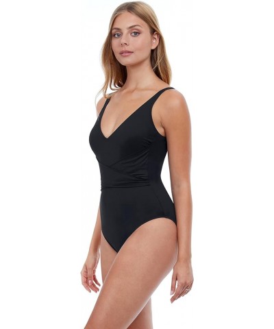 Women's Standard Tutti Frutti V-Neck One Piece Black $34.44 Swimsuits