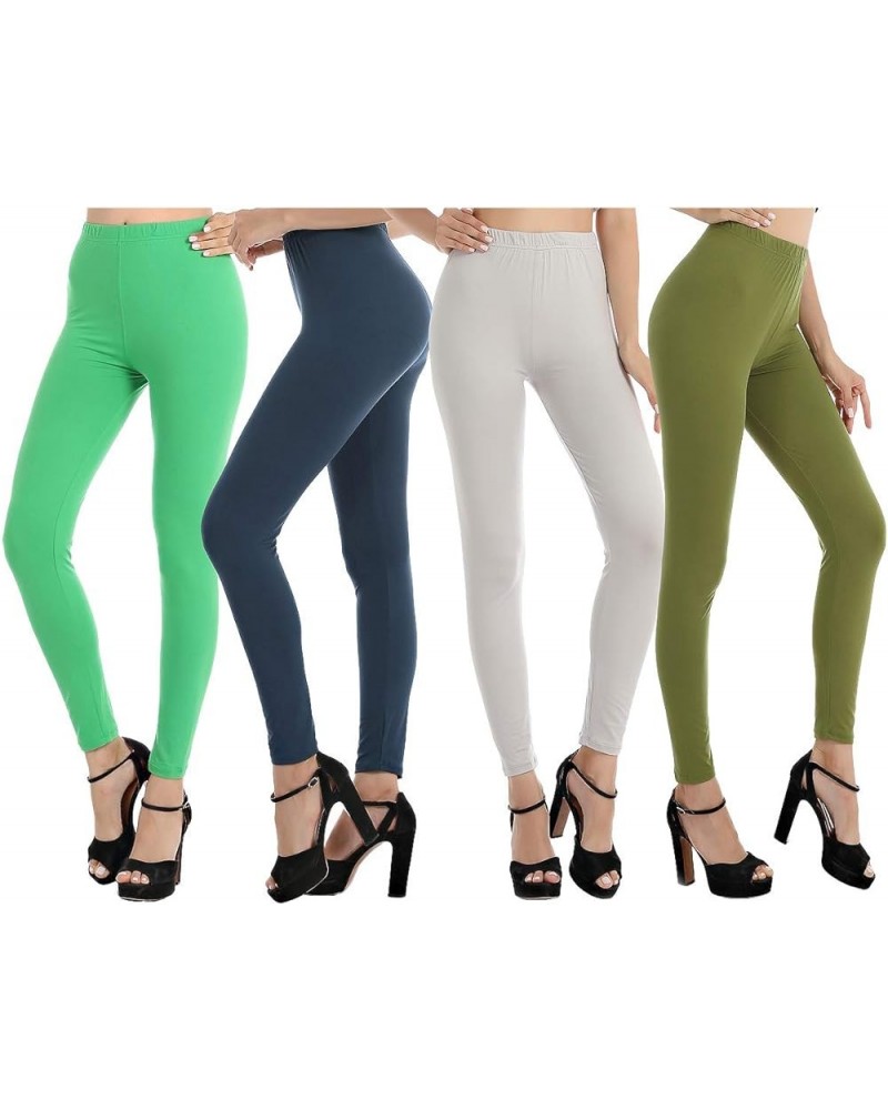 Classic Leggings Buttery Soft Super Comfort Sports Yoga Workout Stretch Pants 4pk/Light Green,navy,light Grey,olive $7.41 Leg...