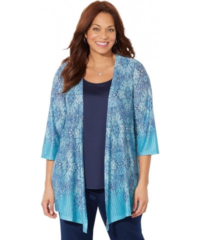 Women's Plus Size Harmony Knit Herringbone Cardigan Waterfall Tapestry Border $34.17 Sweaters