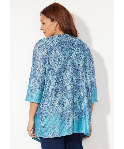 Women's Plus Size Harmony Knit Herringbone Cardigan Waterfall Tapestry Border $34.17 Sweaters