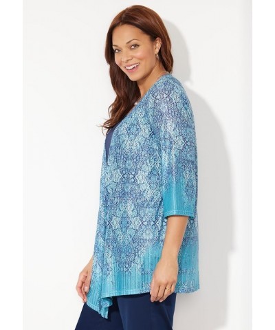 Women's Plus Size Harmony Knit Herringbone Cardigan Waterfall Tapestry Border $34.17 Sweaters