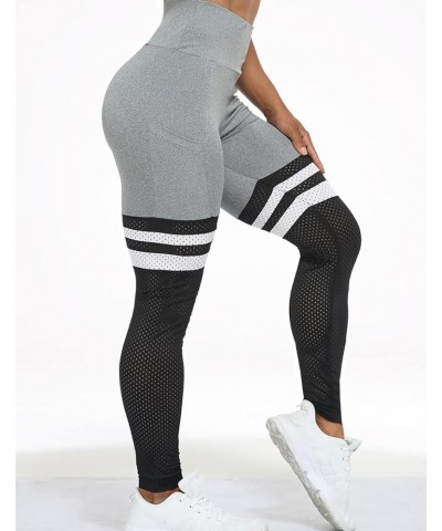 Women Seamless Leggings High Waisted Scrunch Butt Lifting Workout Gym Yoga Pant A-grey-striped $10.00 Activewear