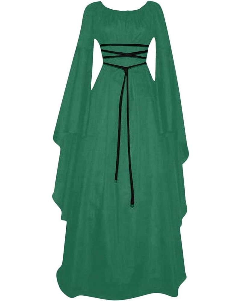 Halloween Dresses for Women 2023 Gothic Dress with Hood Medieval Costume Corset Renaissance Dress Victorian Dress 02-green $1...