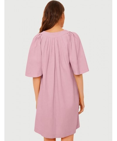 Women's Elegant Pleated Dress V-Neck Oversized Flutter Sleeves Summer Shift Casual Mini Dresses with Pockets Dark Pink $23.93...