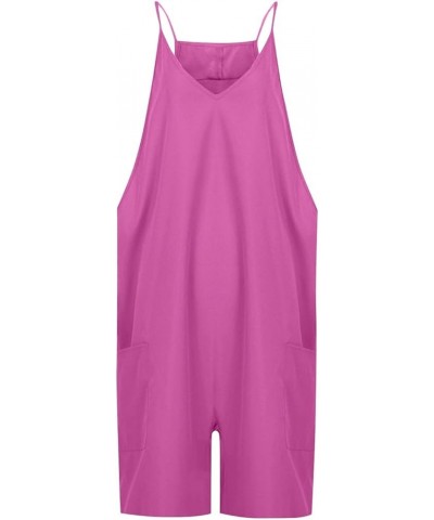 Womens Casual Jumpsuits Onesie Dupes Spaghetti Strap Loose Fit Romper Overalls Summer Wide Leg Harem Pants w Pockets A1purple...