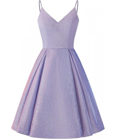 Spaghetti Straps Homecoming Dresses Short Glitter Formal Prom Dress for Women with Pockets Lavender $31.79 Dresses