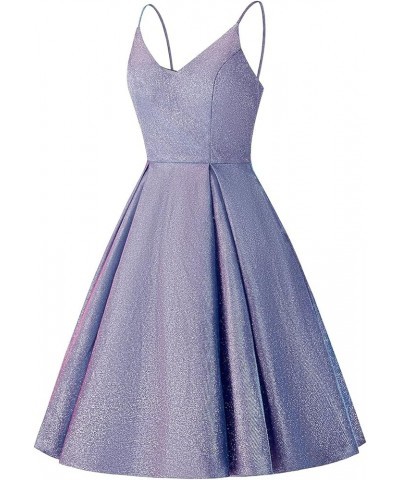 Spaghetti Straps Homecoming Dresses Short Glitter Formal Prom Dress for Women with Pockets Lavender $31.79 Dresses