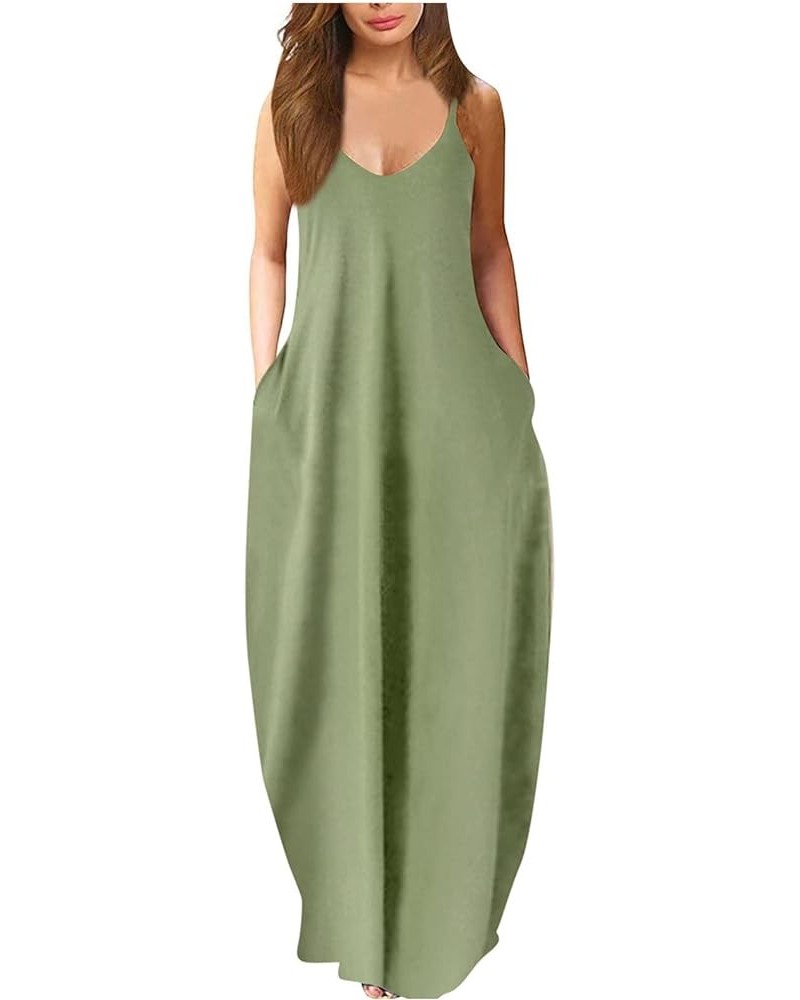 Women's Maxi Dresses for Summer V-Neck Dress Split Hem Baggy Kaftan Long Dress Print Cotton Linen Dress Maxi 04-green $10.45 ...