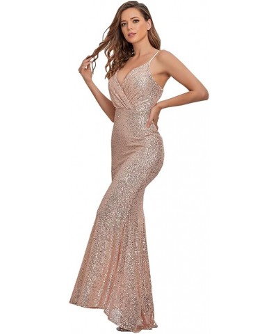 Women Sequin Bridesmaid Dress Sleeveless Maxi Evening Prom Dresses Gold $28.06 Dresses