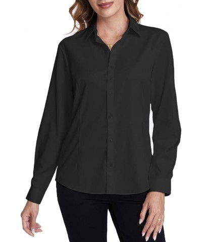 Women's Classic Button-Down Blouse Formal Work Dress Fitted Shirts Collared Long Sleeve Business Top Black, Classic $15.40 Bl...