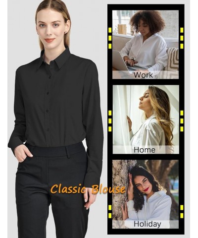 Women's Classic Button-Down Blouse Formal Work Dress Fitted Shirts Collared Long Sleeve Business Top Black, Classic $15.40 Bl...