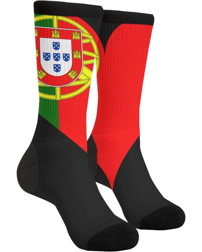 Heart Love Portugal Flag Novelty Socks For Women Men One Size $9.17 Activewear