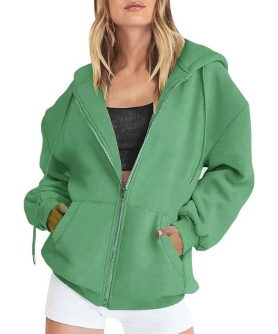 Womens Cute Hoodies Teen Girl Fall Jacket Oversized Sweatshirts Casual Drawstring Zip Up Y2K Hoodie with Pocket B23-mint Gree...